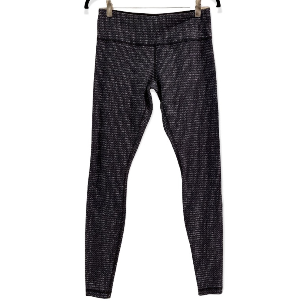 Lululemon Wunder Under sweater print pant leggings black gray  size 8